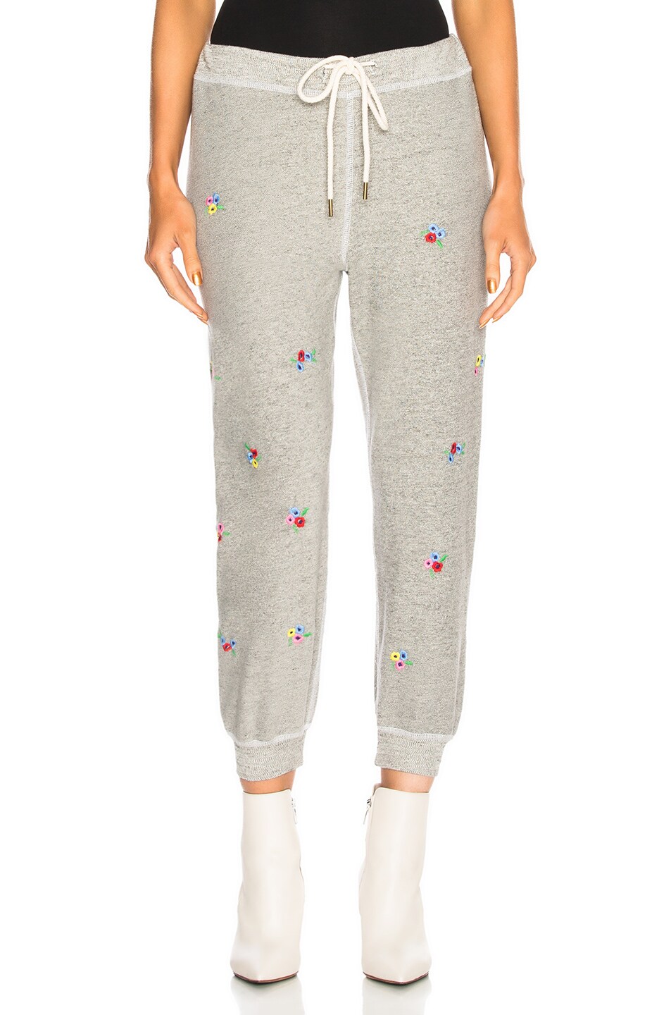 Image 1 of The Great Crop Sweatpant in Varsity Grey With Bouquet Embroidery