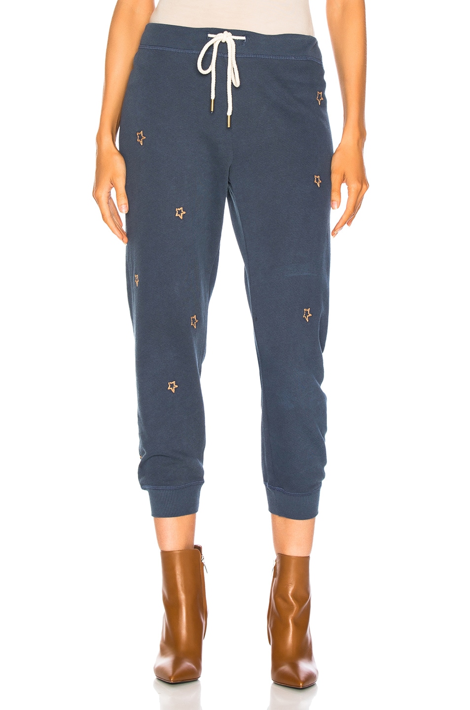 Image 1 of The Great Cropped Sweatpant in Navy With Star Embroidery