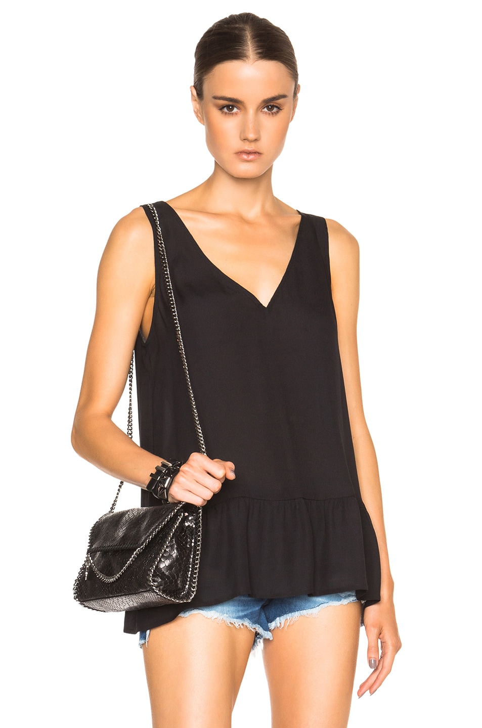 Image 1 of The Great V Neck Flounce Top in Black