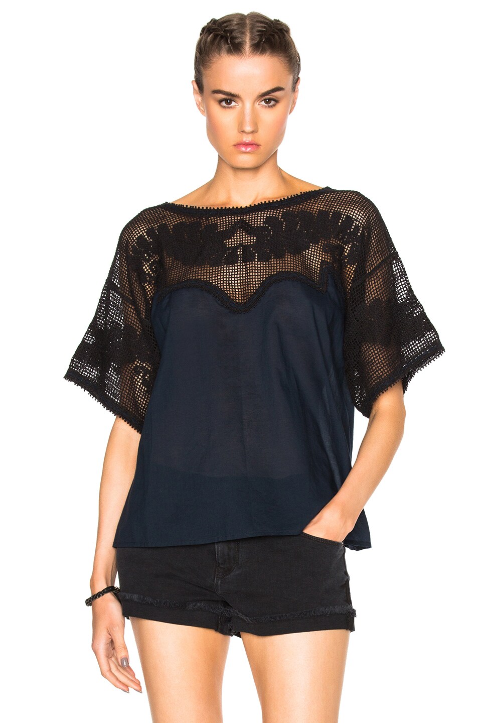 Image 1 of The Great The Bloomer Top in Navy & Black