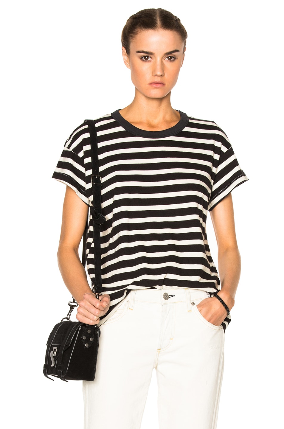 Image 1 of The Great Boxy Crew Tee in Black & White Stripe