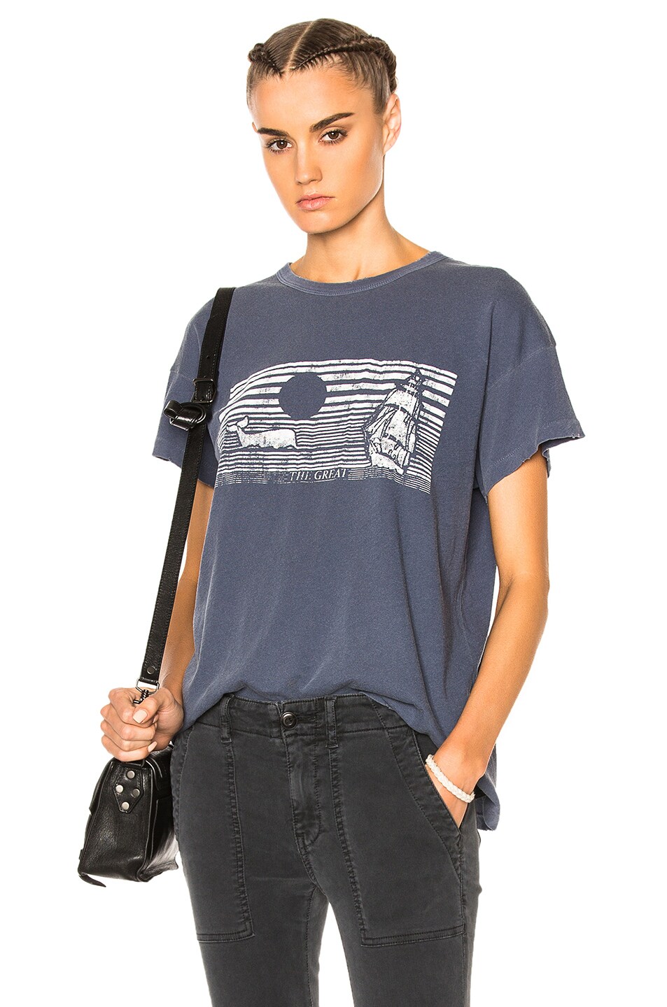 Image 1 of The Great Boxy Whale Graphic Tee in Navy & White