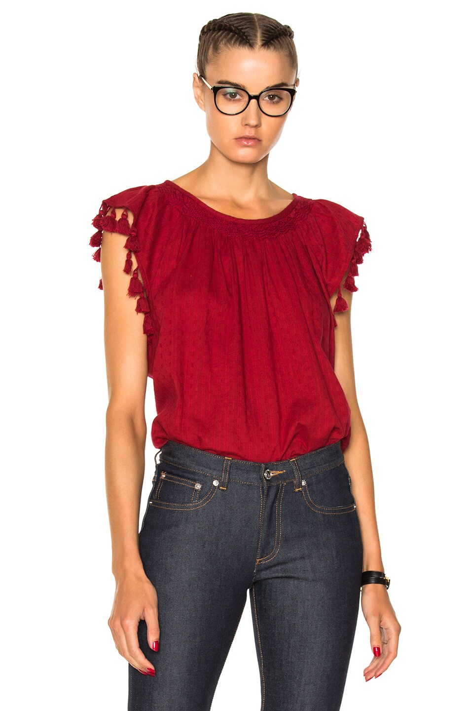 Image 1 of The Great Tassel Flutter Top in Red