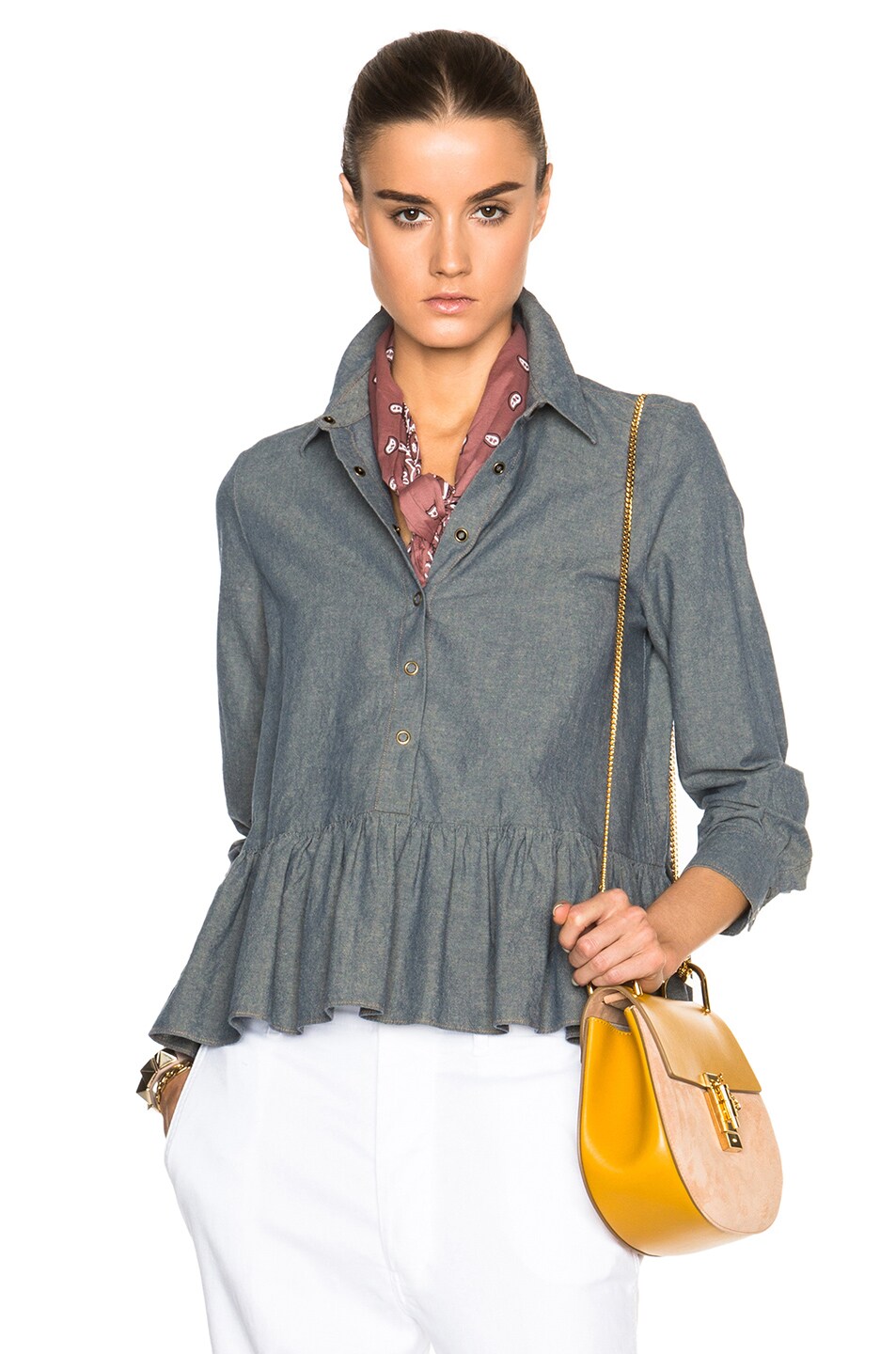 Image 1 of The Great Ruffle Oxford Top in Engineer Blue