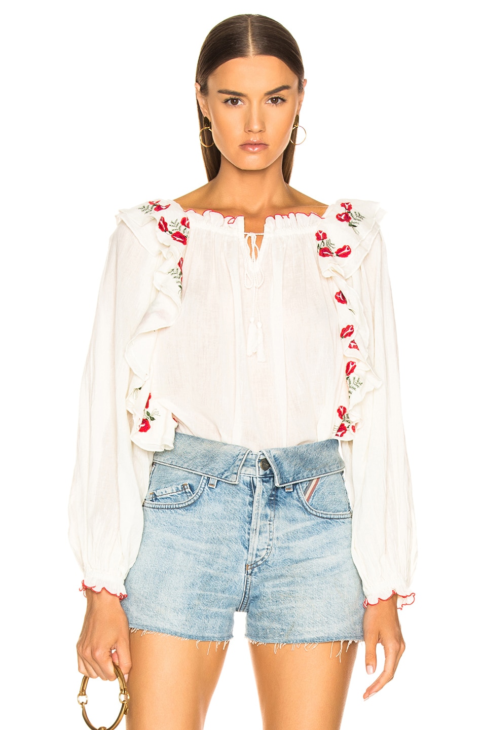 Image 1 of The Great Song Top in Cream With Rose Embroidery
