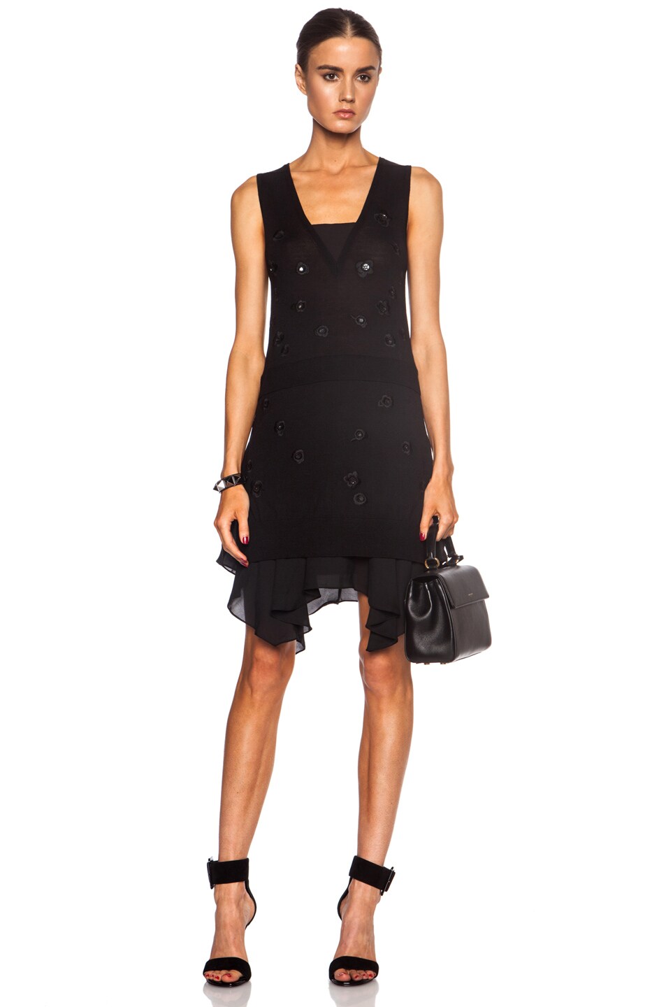 Image 1 of Thakoon V Front Wool Dress in Black