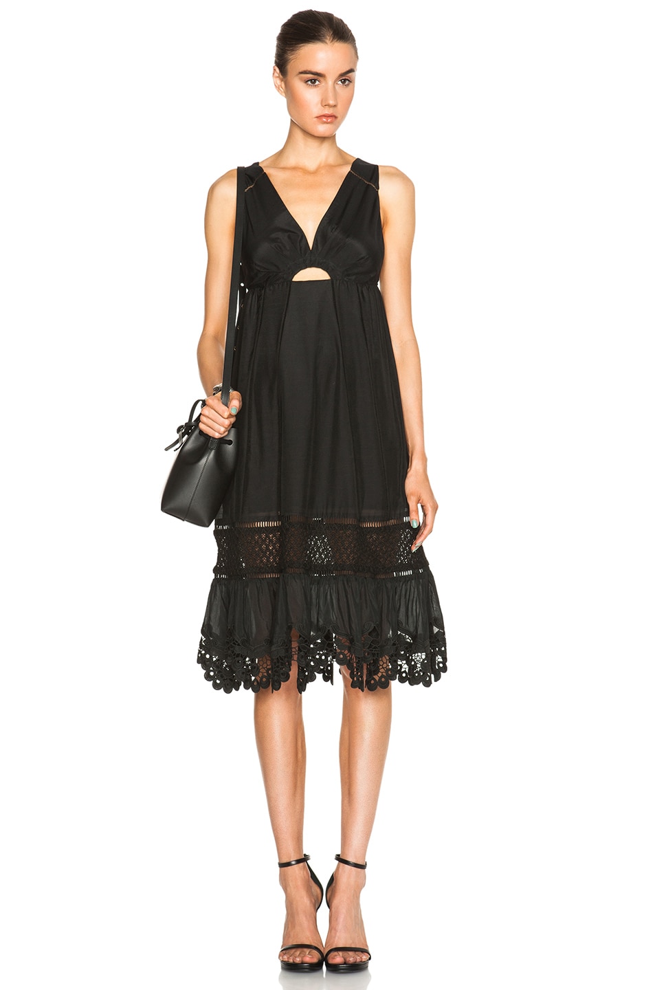Image 1 of Thakoon Addition Crochet Inset Dress in Black