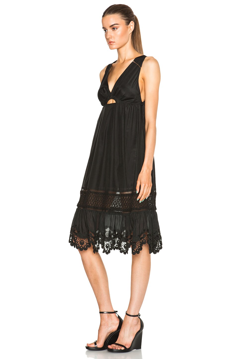 Thakoon Addition Crochet Inset Dress In Black Fwrd Image 2 Of Thakoon Addition Crochet Inset Dress In Black