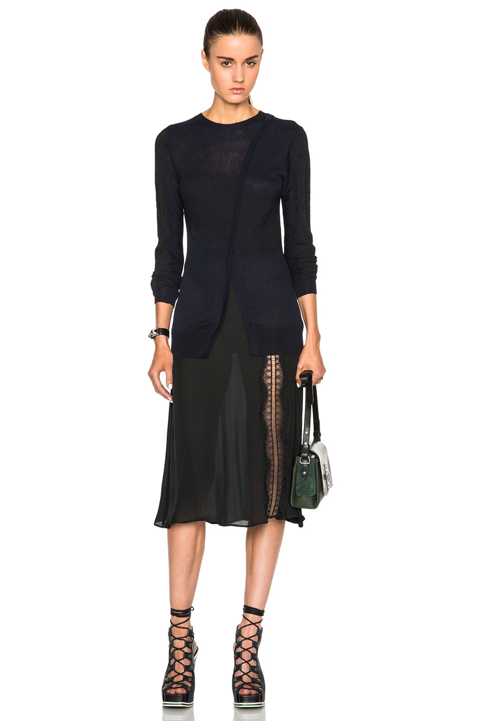Image 1 of Thakoon Cross Front Combo Dress in Navy
