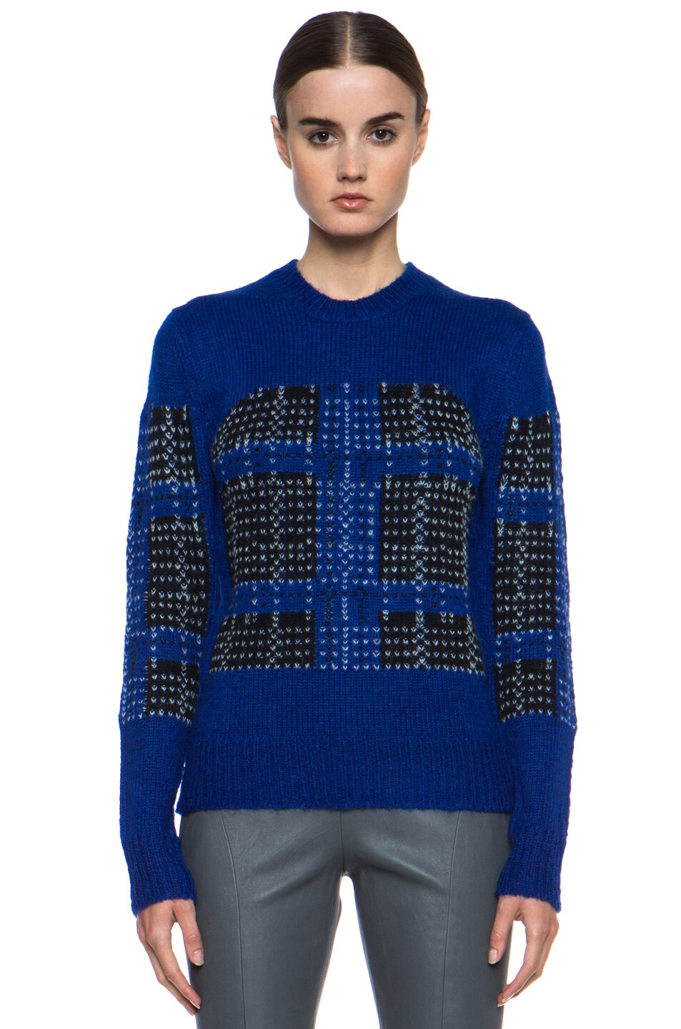Image 1 of Thakoon Addition Mohair-Blend Pullover in Ultramarine Plaid