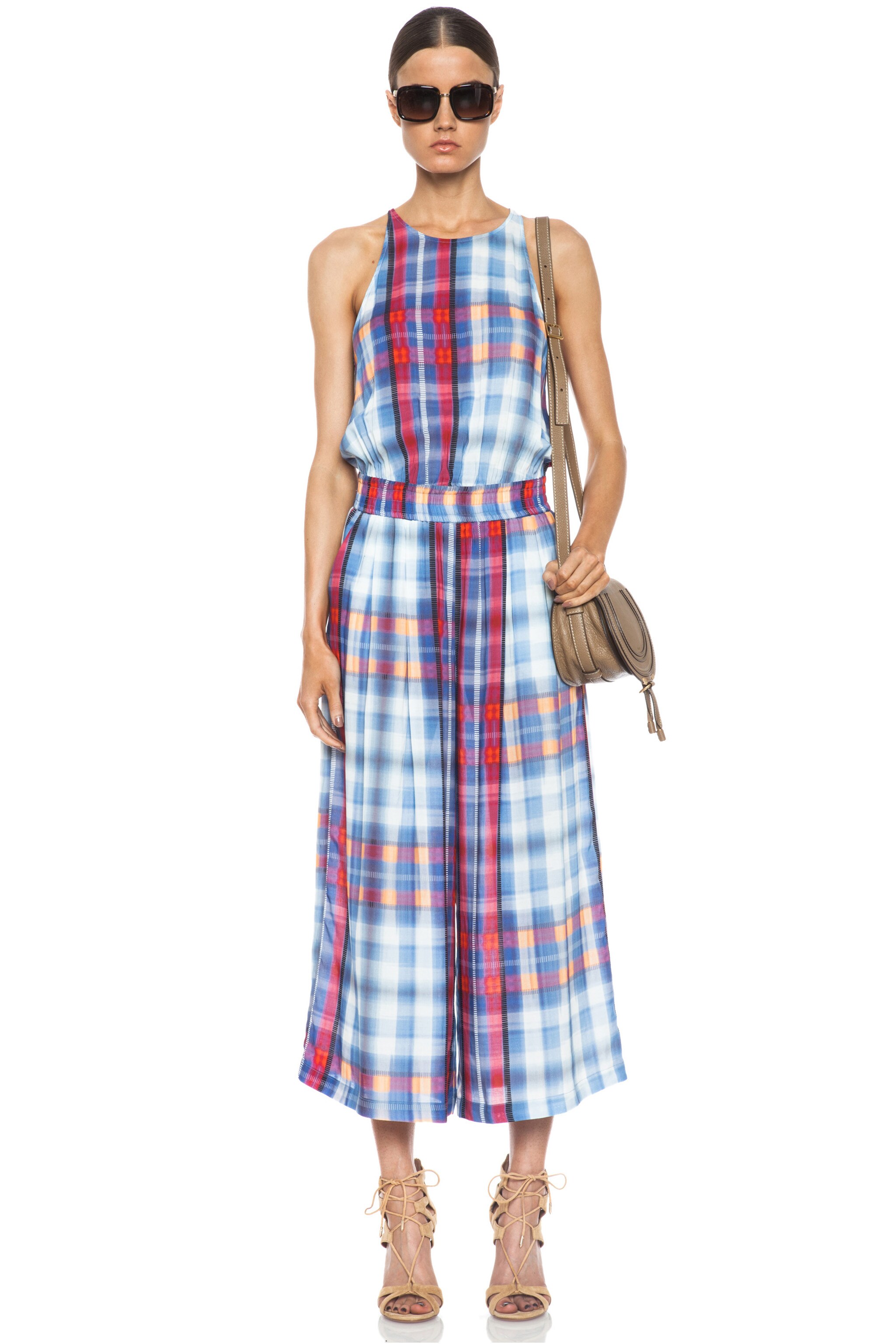 Thakoon Addition Tank Viscose Jumpsuit in Blue & Red Multi | FWRD