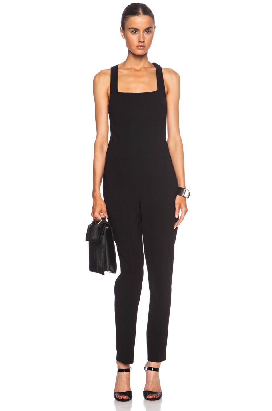 Image 1 of Thakoon Twist Back Poly-Blend Jumpsuit in Black