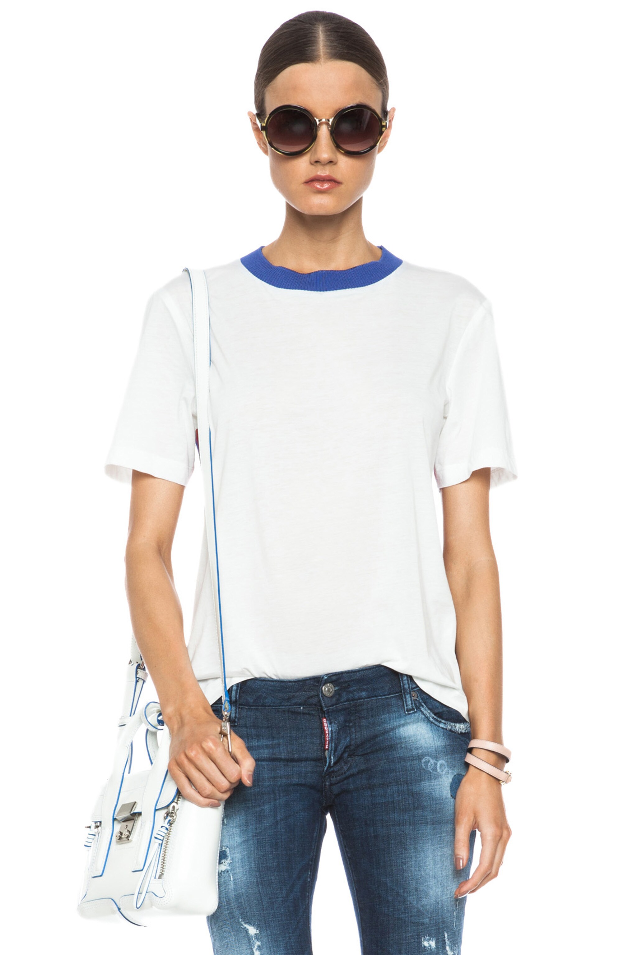 Image 1 of Thakoon Addition Combo Viscose Tee in Blue & Red Multi