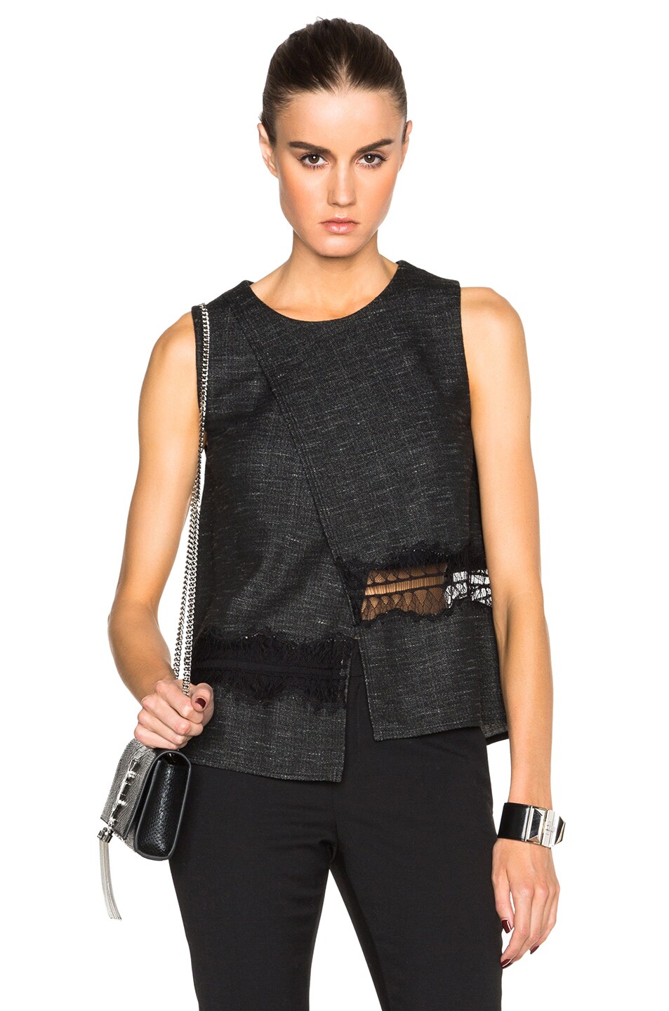Image 1 of Thakoon Crossover Tank in Charcoal