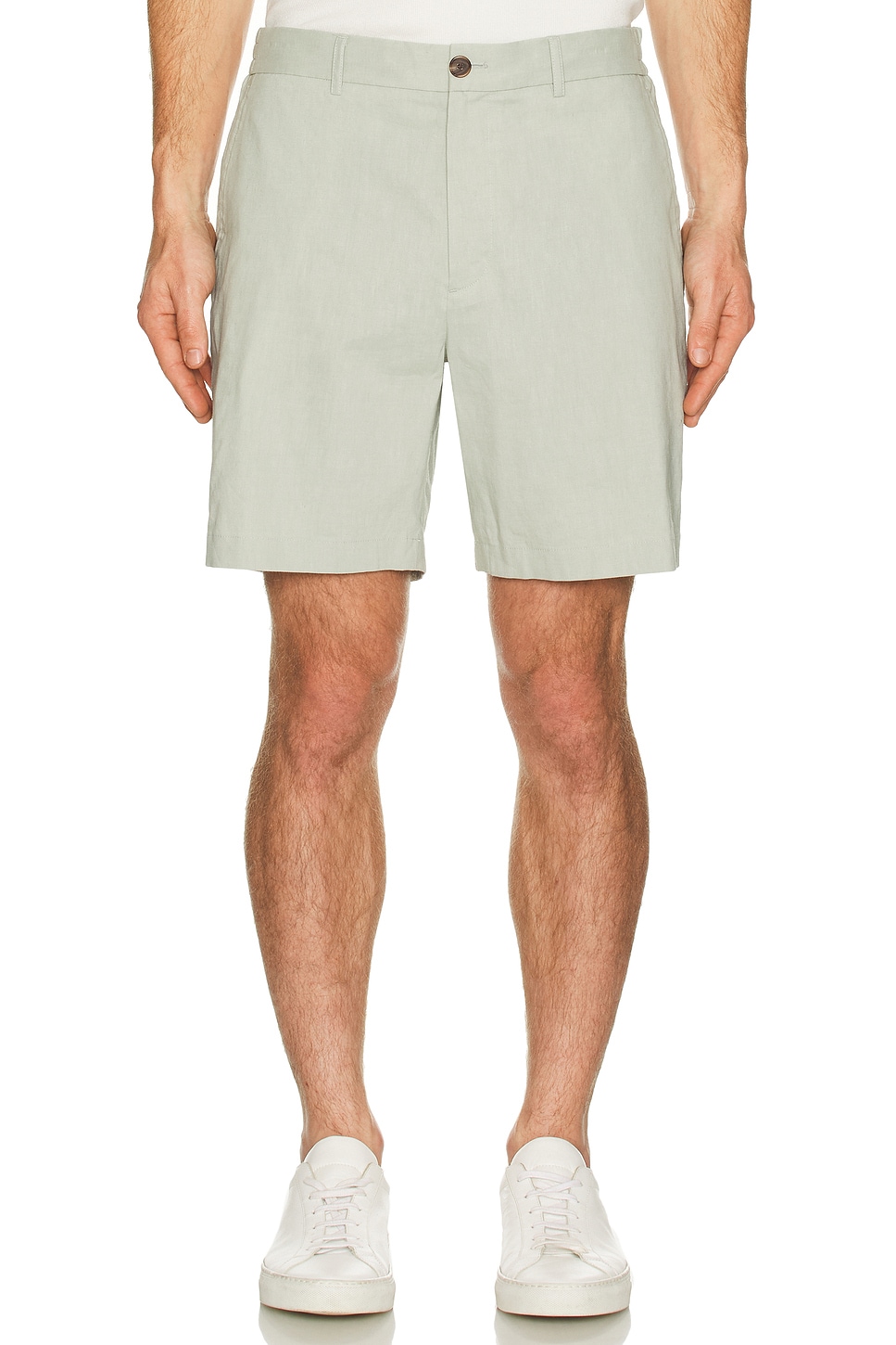 Image 1 of Theory Stretch Linen Curtis Short in Light Greenstone