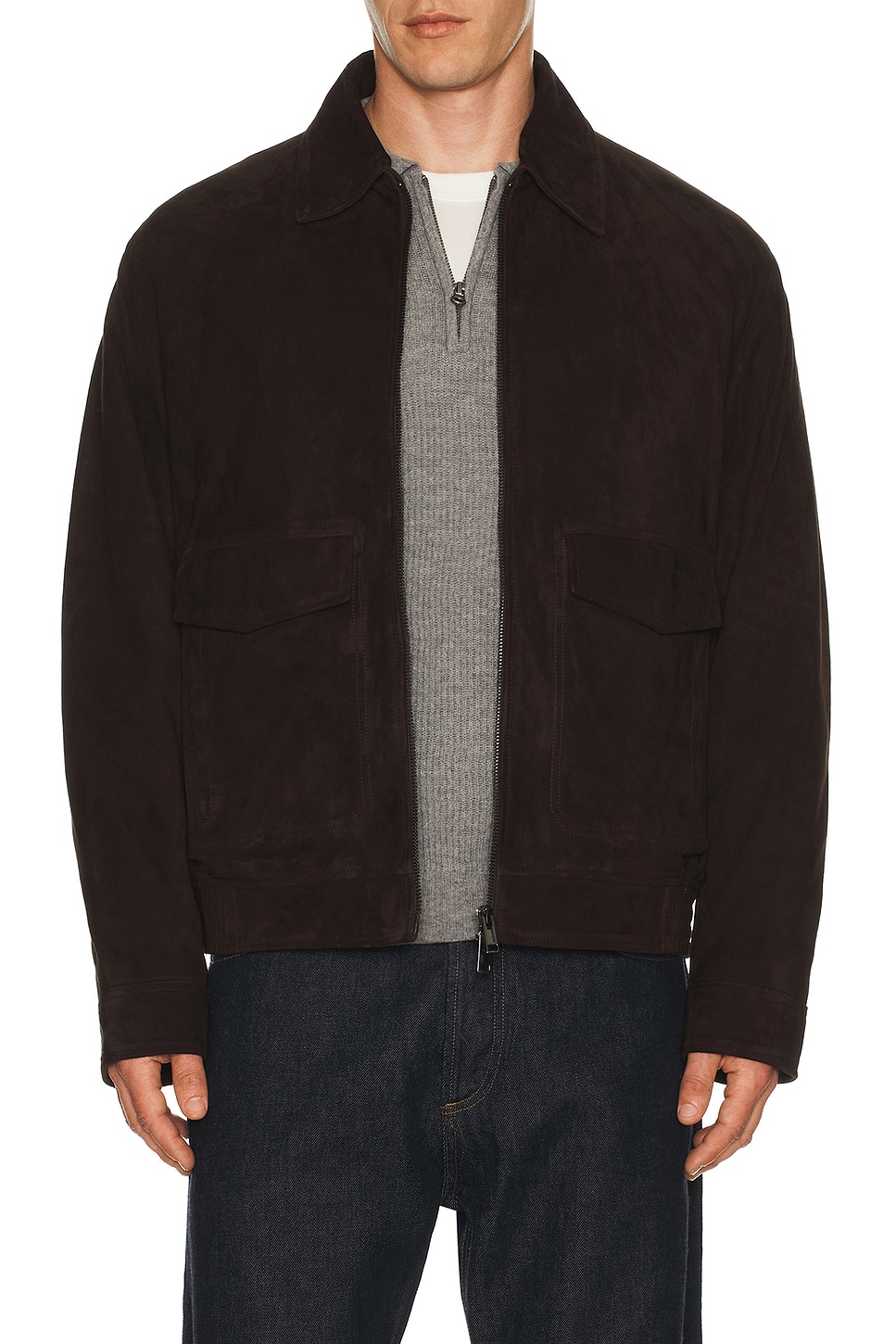 Image 1 of Theory Reece Aviator Bomber Jacket in Brownwood