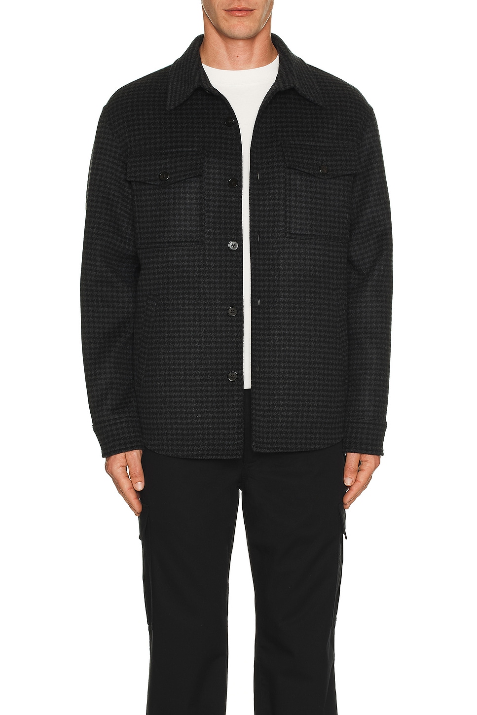 Image 1 of Theory Houndstooth Shirt Jacket in Black