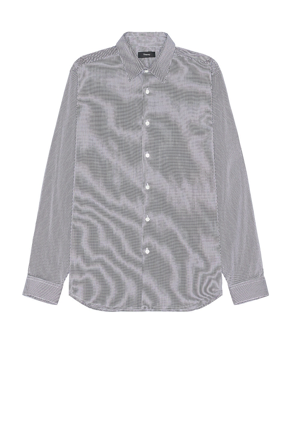 Image 1 of Theory Irving Long Sleeve Shirt in White & Navy