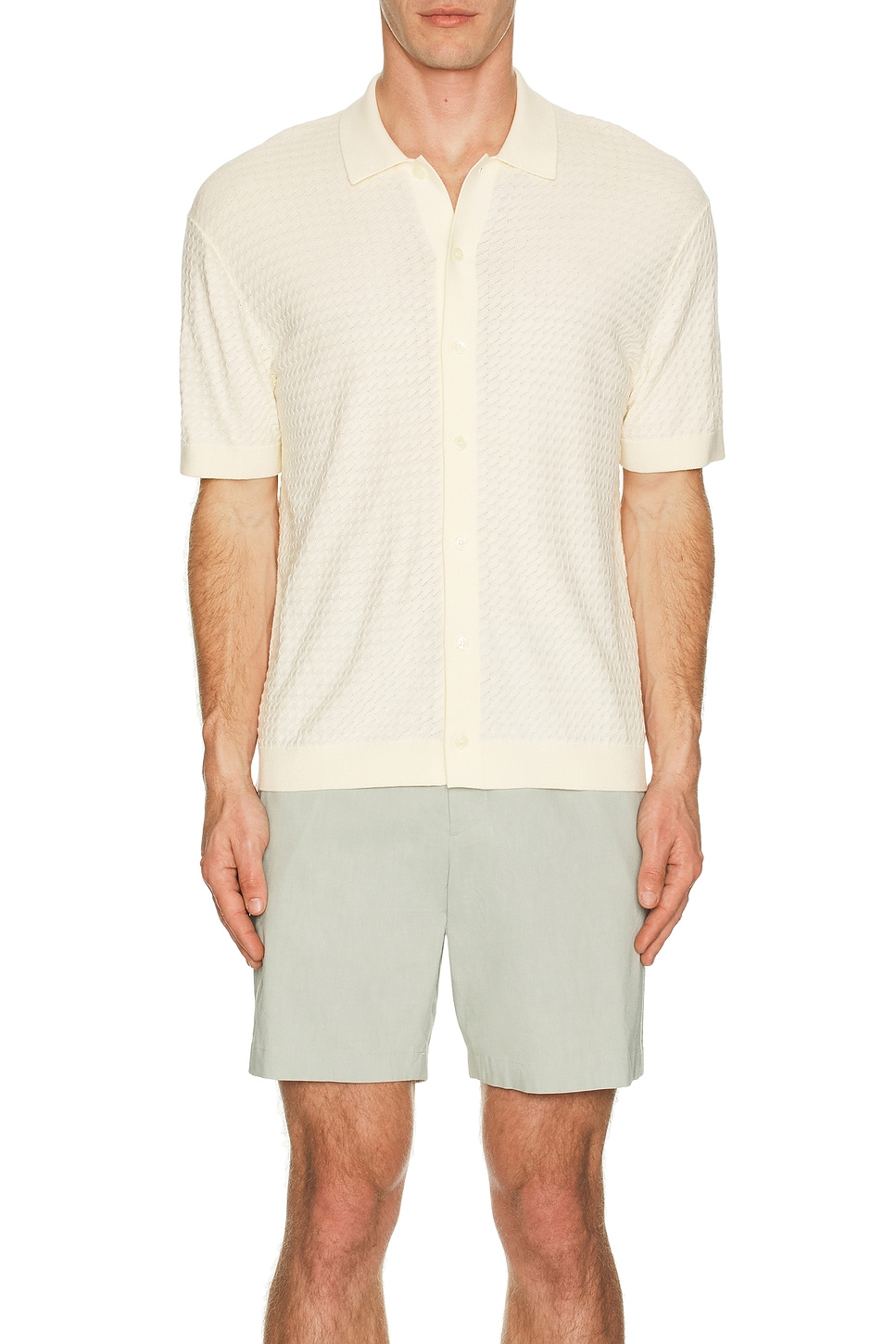 Image 1 of Theory Cairn Short Sleeve Shirt in Eggshell