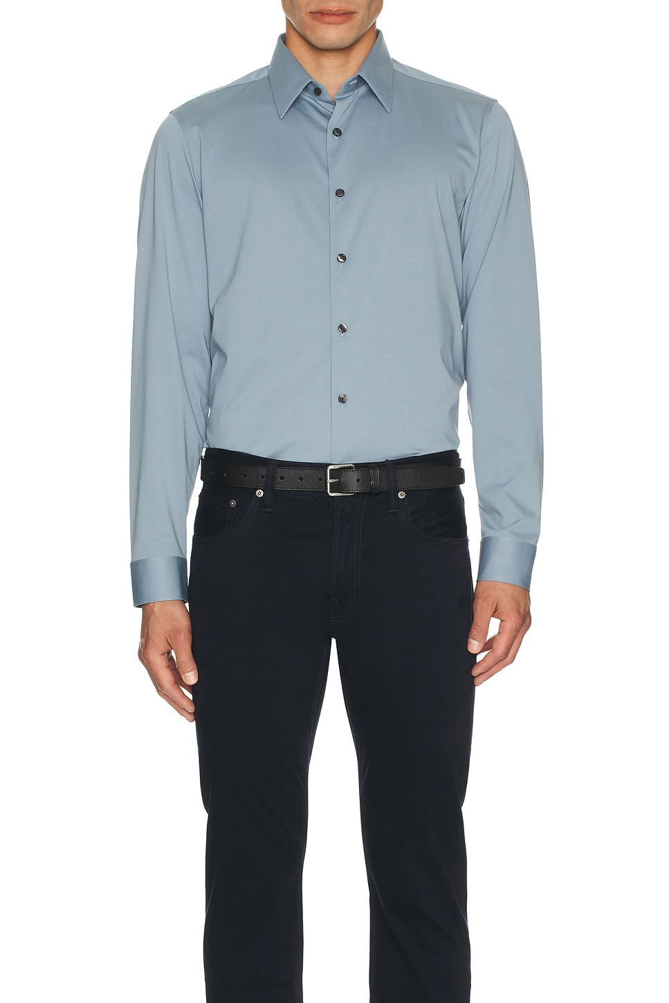 Image 1 of Theory Sylvain Structure Knit Shirt in Rainstorm
