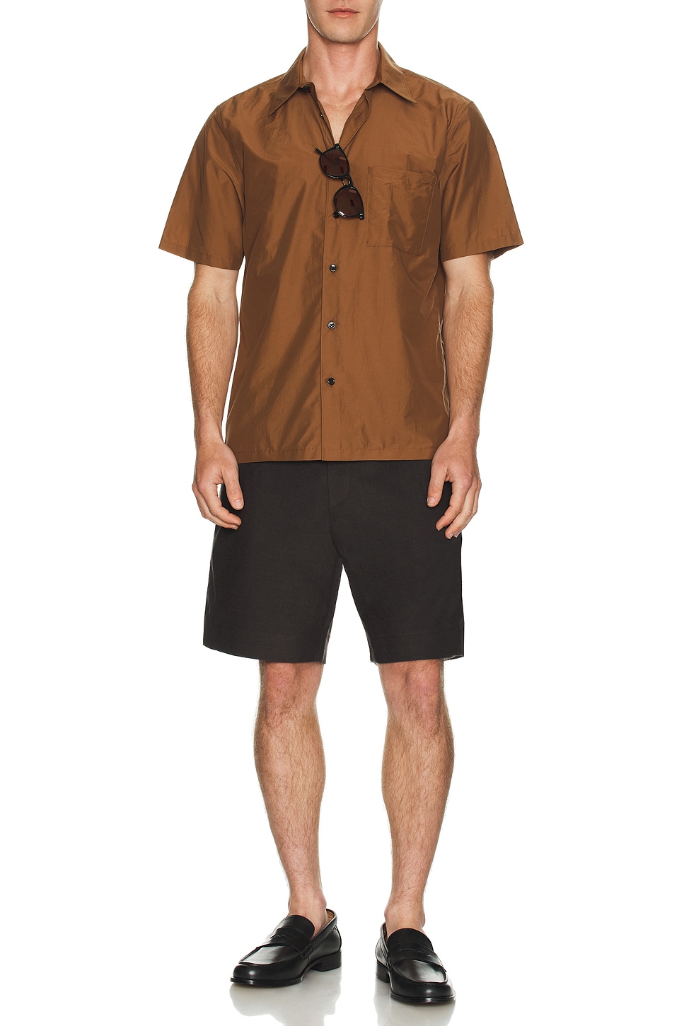 Image 1 of Theory Noll Short Sleeve Shirt in Deep Tobacco