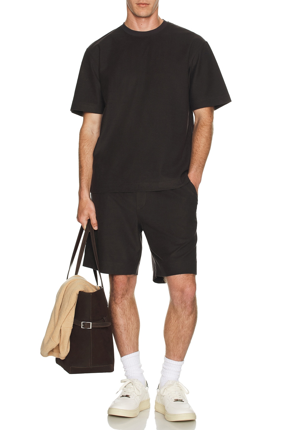 Image 1 of Theory Relaxed Soft Terry Tee in Warm Carbon