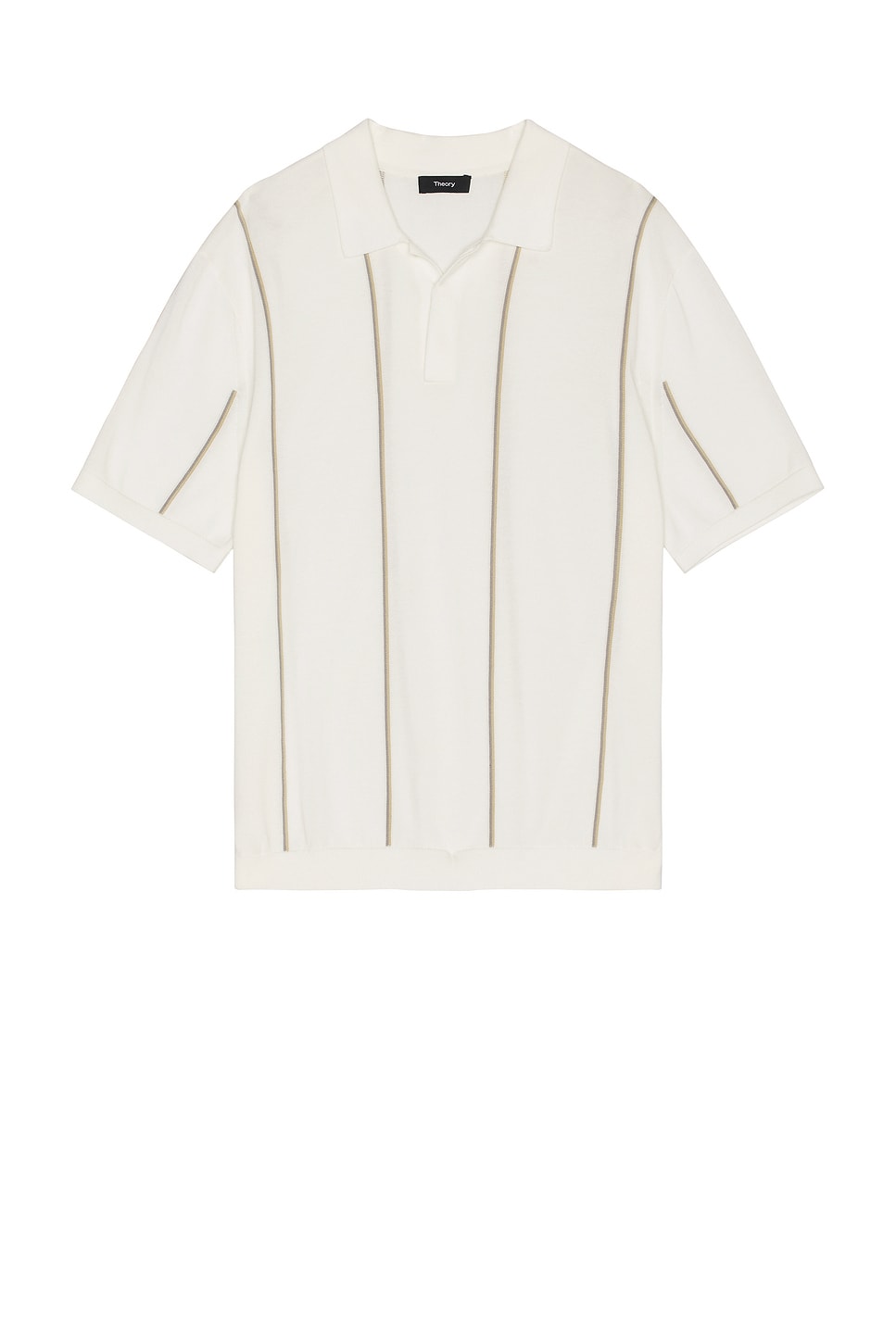 Short Sleeve Stripe Polo in White