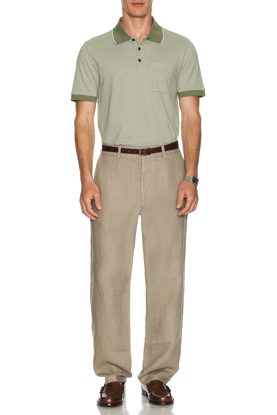 Image 1 of Theory Birdseye Polo in Green Multi