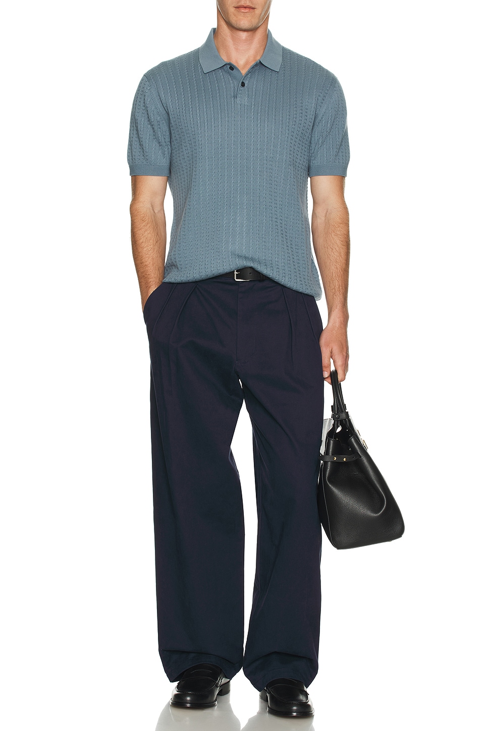 Image 1 of Theory Ribbed Polo in Dark Rainstorm