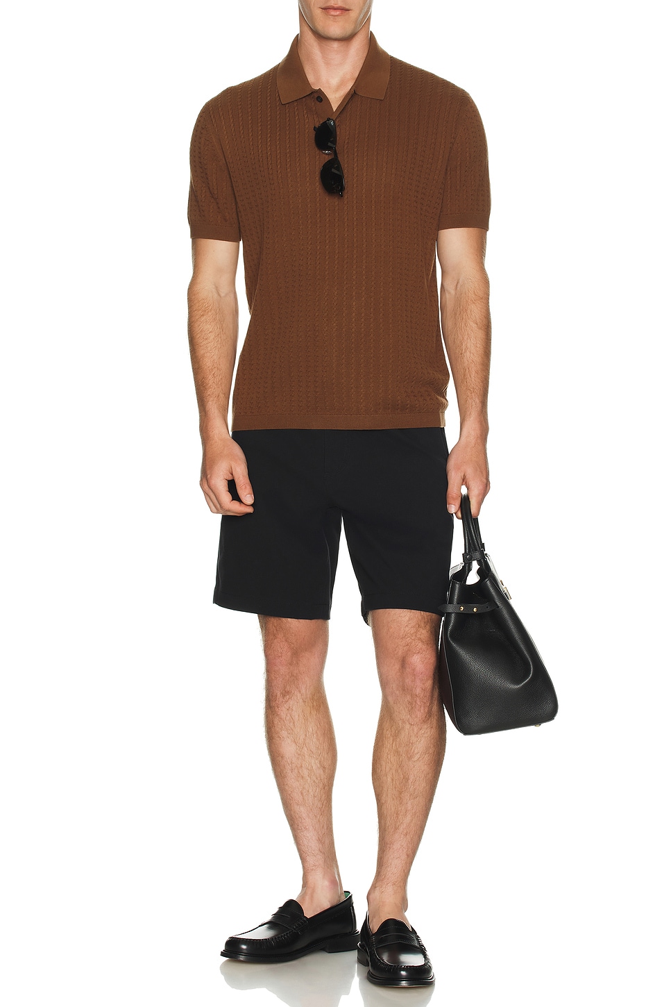 Image 1 of Theory Ribbed Polo in Deep Tobacco