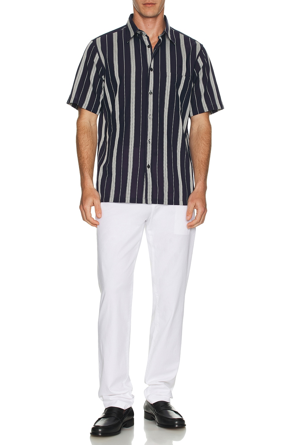 Image 1 of Theory Noll Short Sleeve Shirt in Baltic & White