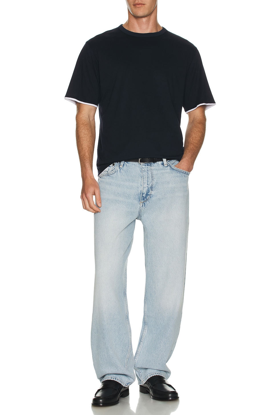 Image 1 of Theory Double Layered Tee in Baltic & White