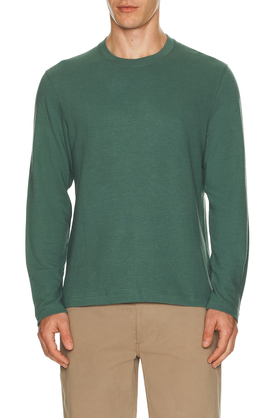 Image 1 of Theory Delroy Long Sleeve Tee in Dark Feldspar Green