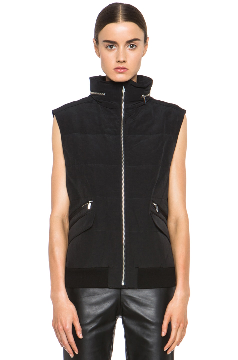 Theory Brown Long Puffer Vest Sz M