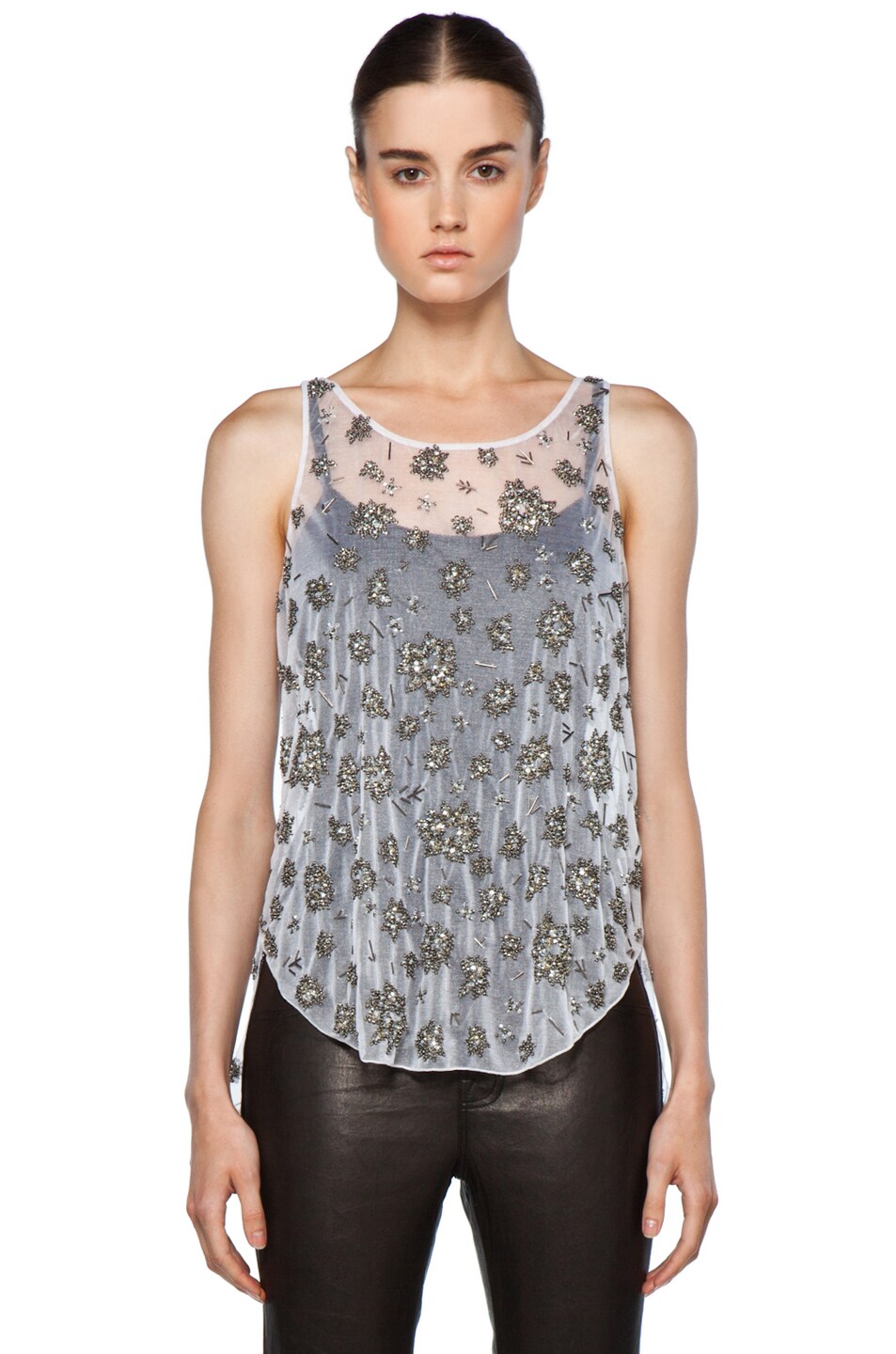 Image 1 of Theyskens' Theory Freed Embroidery Cider Tank in Fancy White