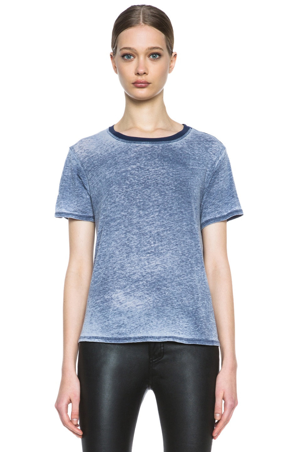 Image 1 of Theyskens' Theory Theyskens' Crib Fifty Cotton-Blend Tee in Dark Blue