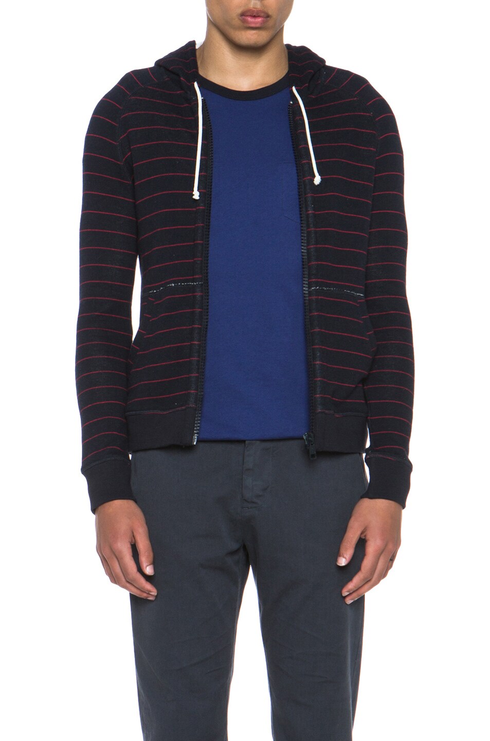 Image 1 of Band of Outsiders French Terry Hoodie in Navy