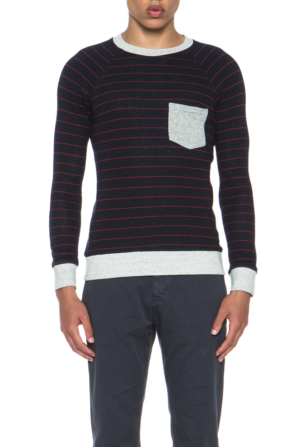 Image 1 of Band of Outsiders French Terry Crewneck in Navy Multi