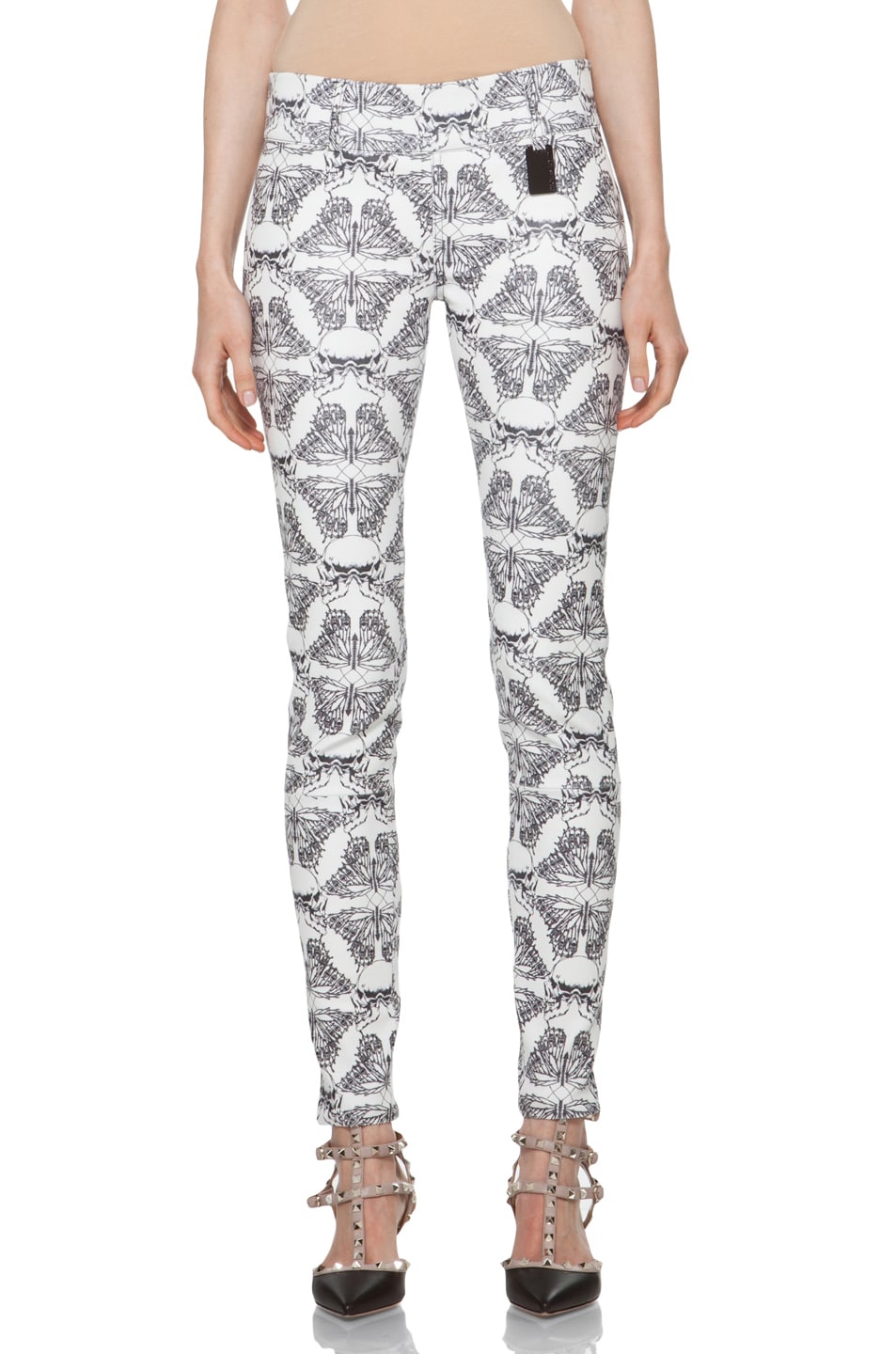 Image 1 of Thomas Wylde Printed Stretch Leather Pants in Virgin