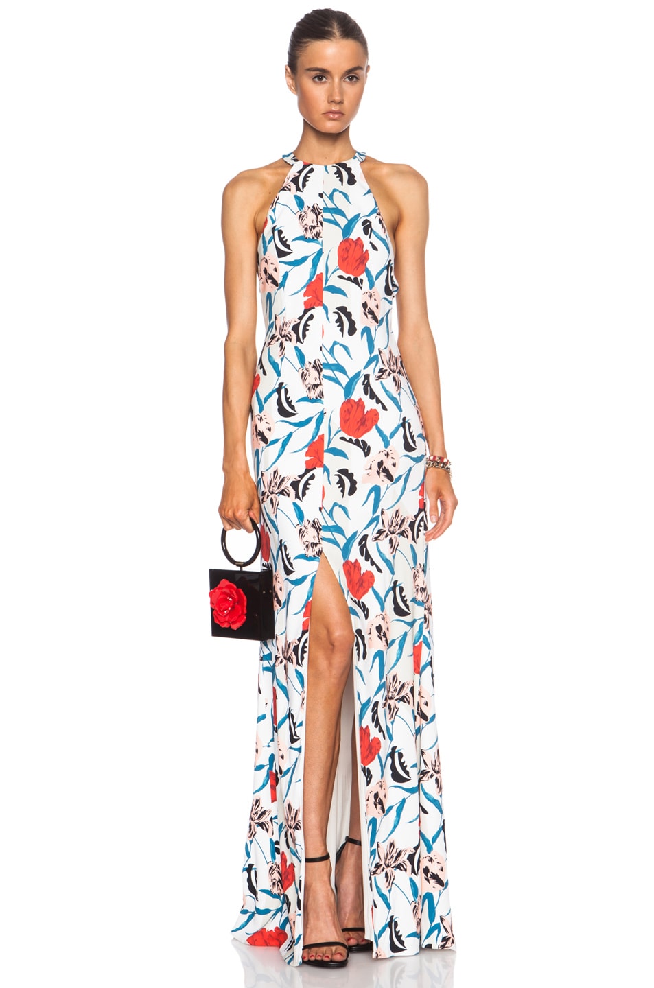Image 1 of Thakoon Long Open Sided Silk-Blend Gown in Multi