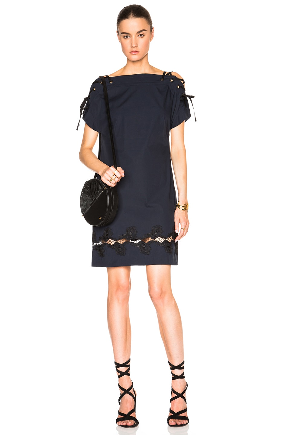 Image 1 of Thakoon Lace Shoulder Dress in Navy
