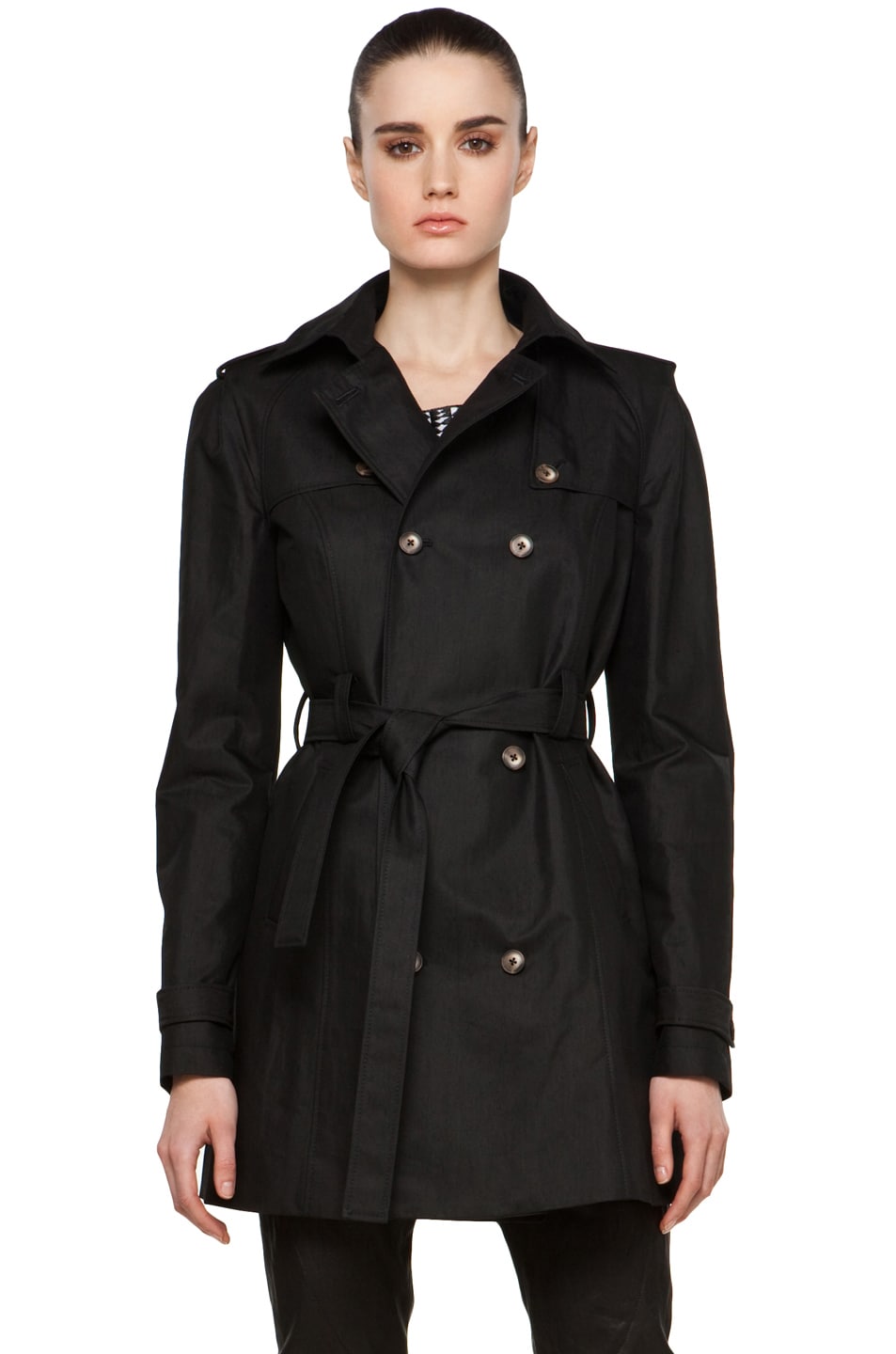 Thakoon Waterproof Cotton Trench Coat in Black FWRD