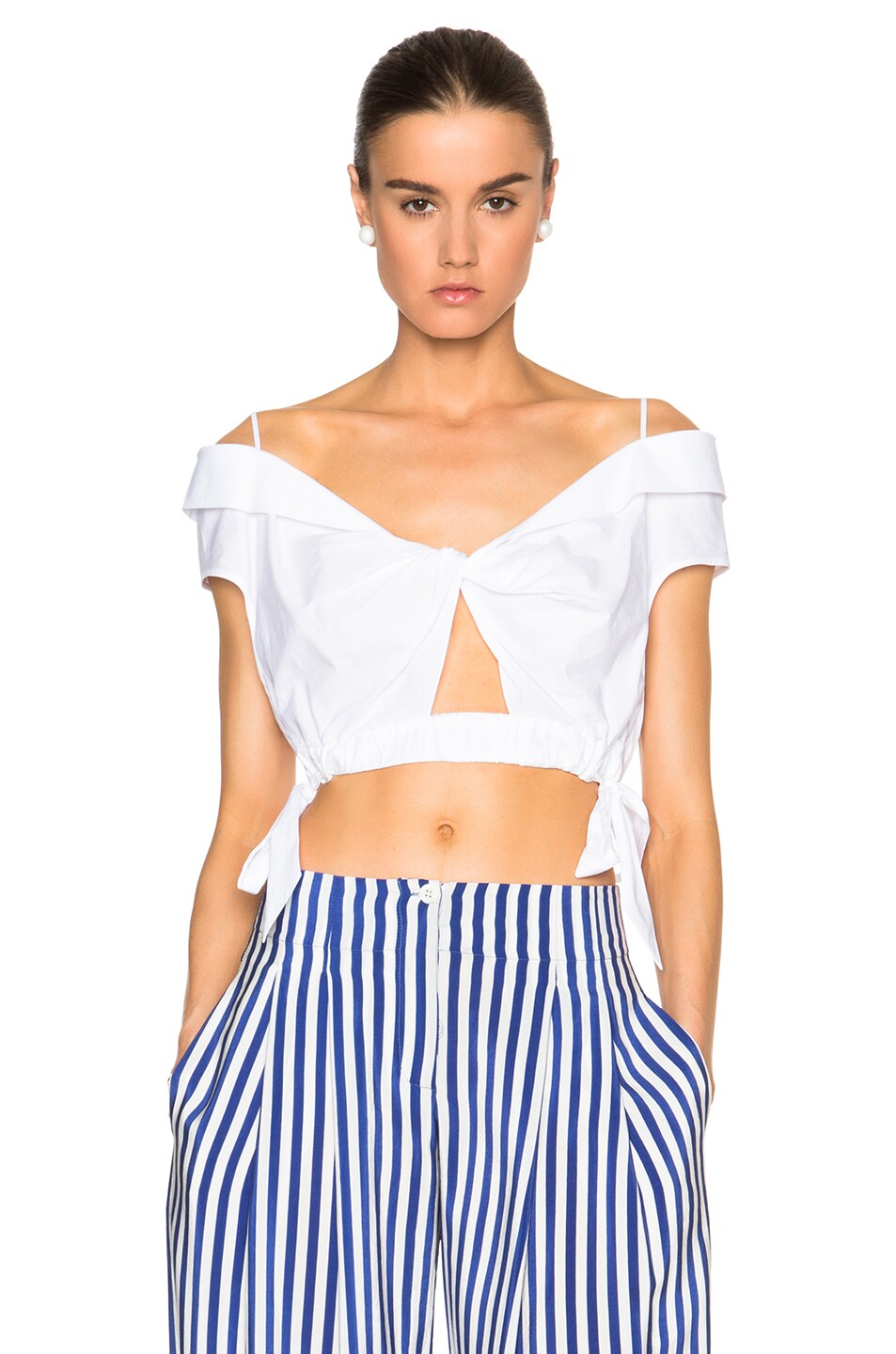 Image 1 of Thakoon Twist Side Crop Top in White