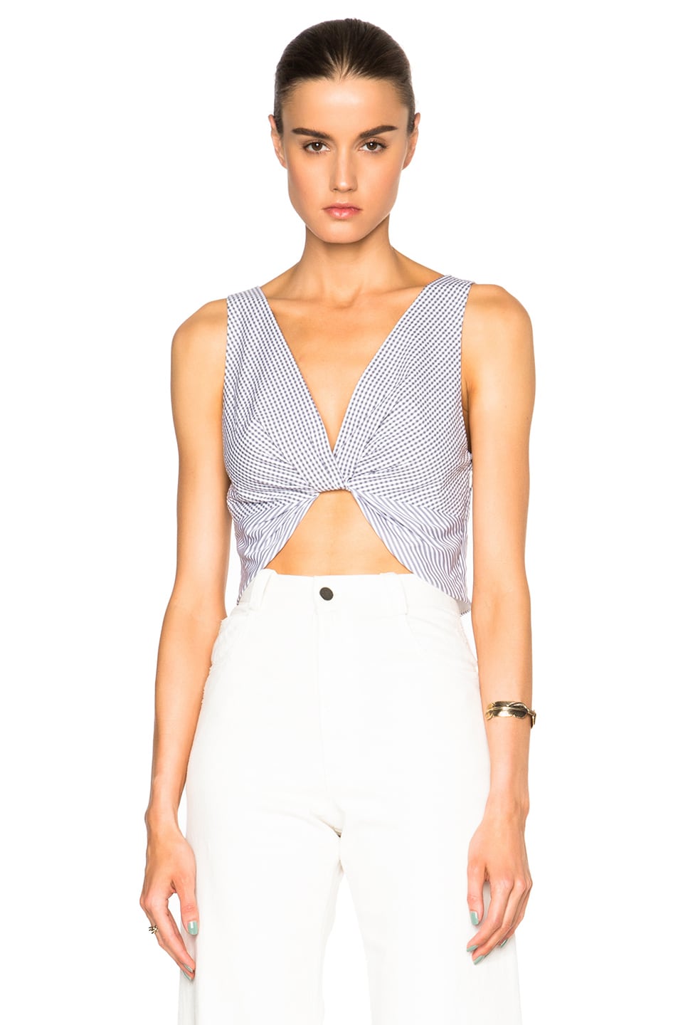 Image 1 of Thakoon Twisted Front Crop Top in Grey