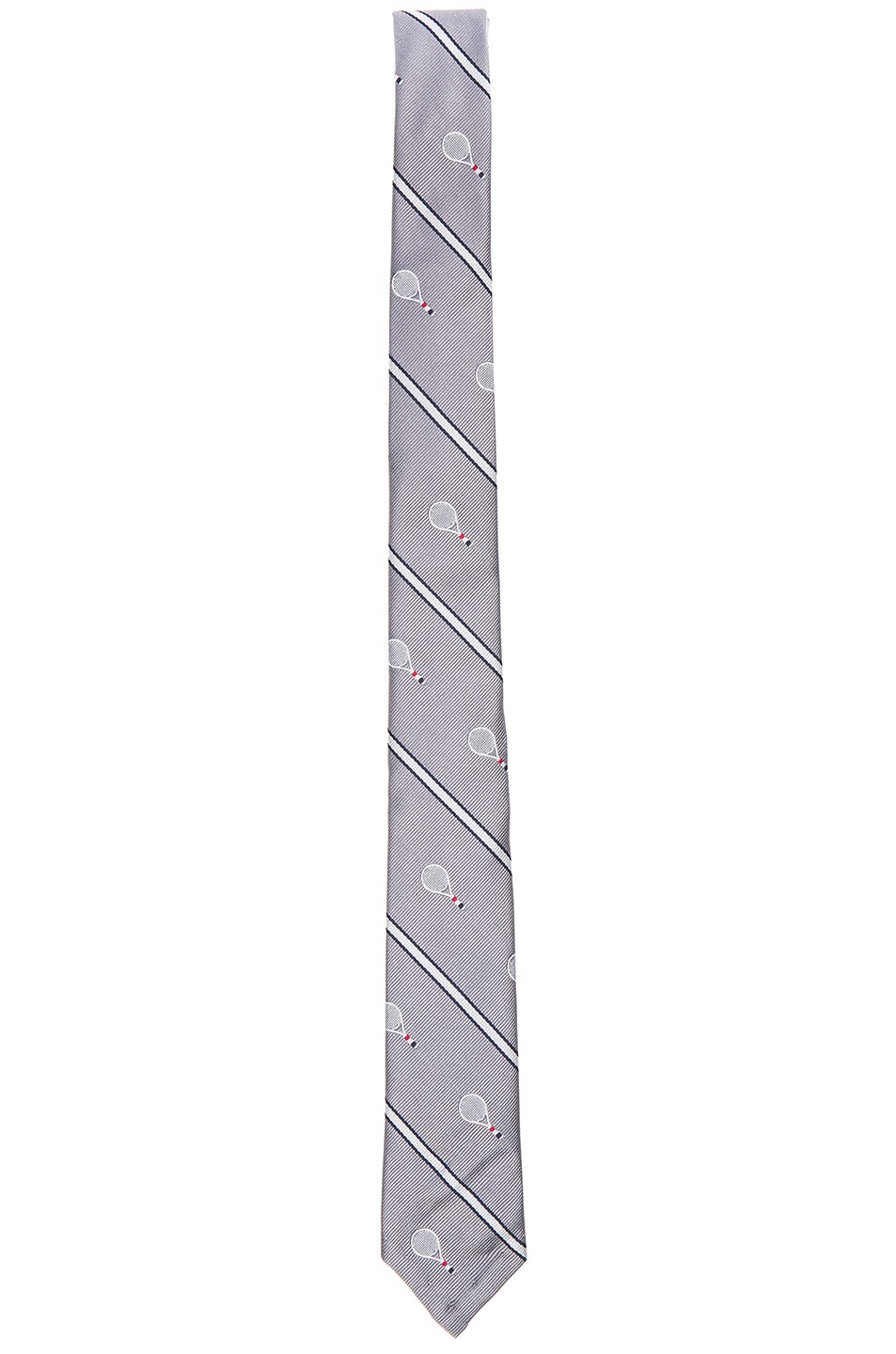 Image 1 of Thom Browne Classic Tennis Racket Tie in Medium Grey