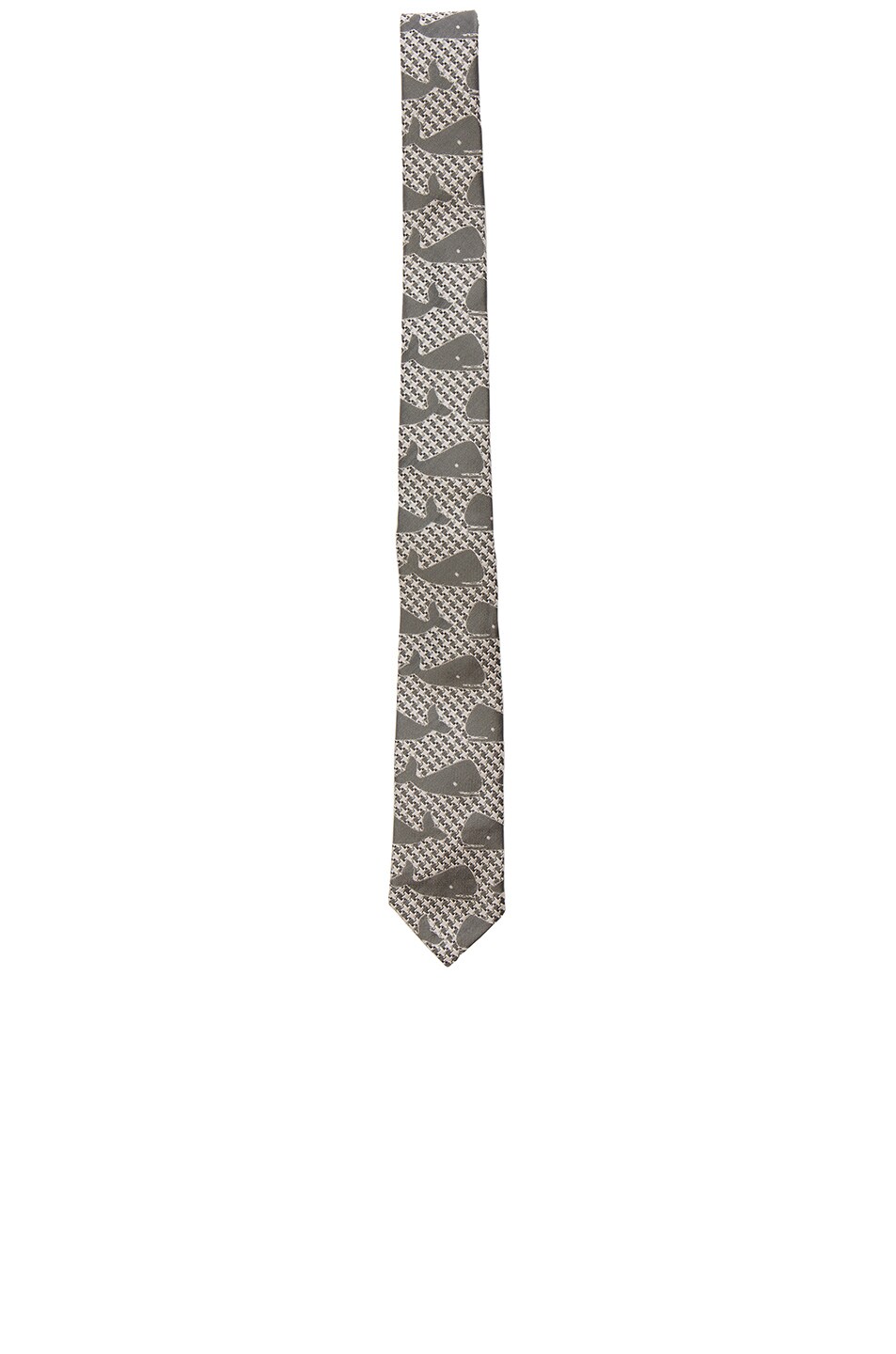 Image 1 of Thom Browne Whale Houndstooth Tie in Medium Grey
