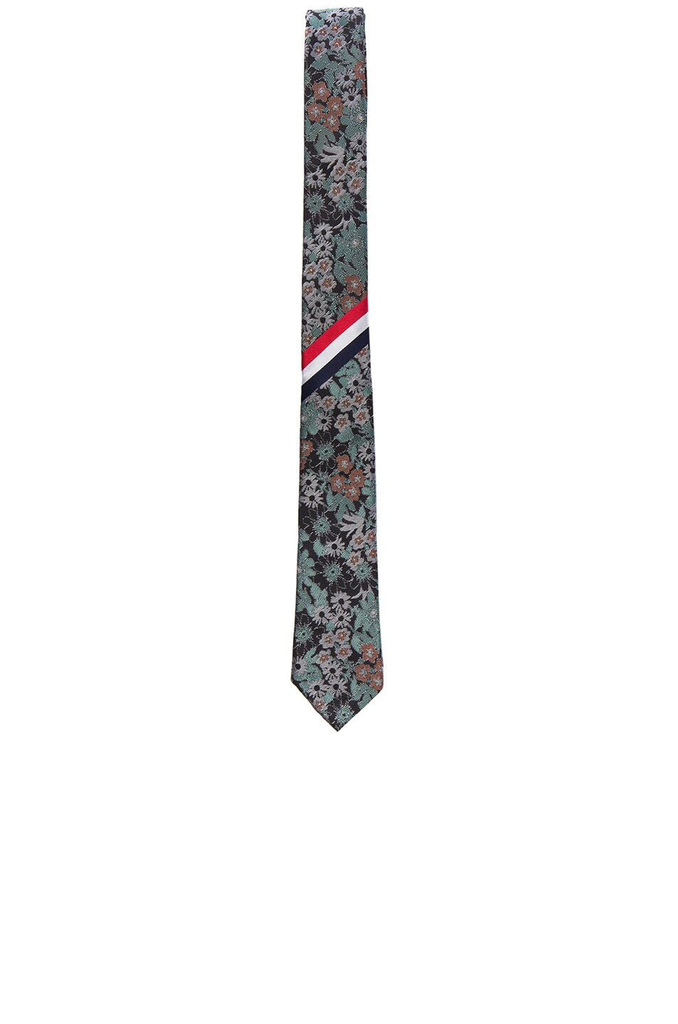 Image 1 of Thom Browne Wildflower Jacquard Tie in Black