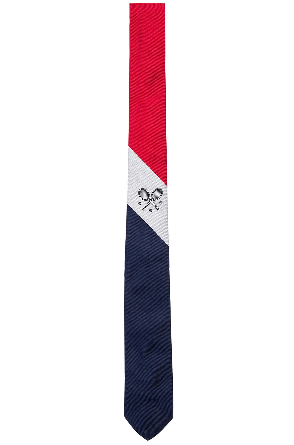 Image 1 of Thom Browne Classic Tennis Crest Necktie in Red & Blue & Grey