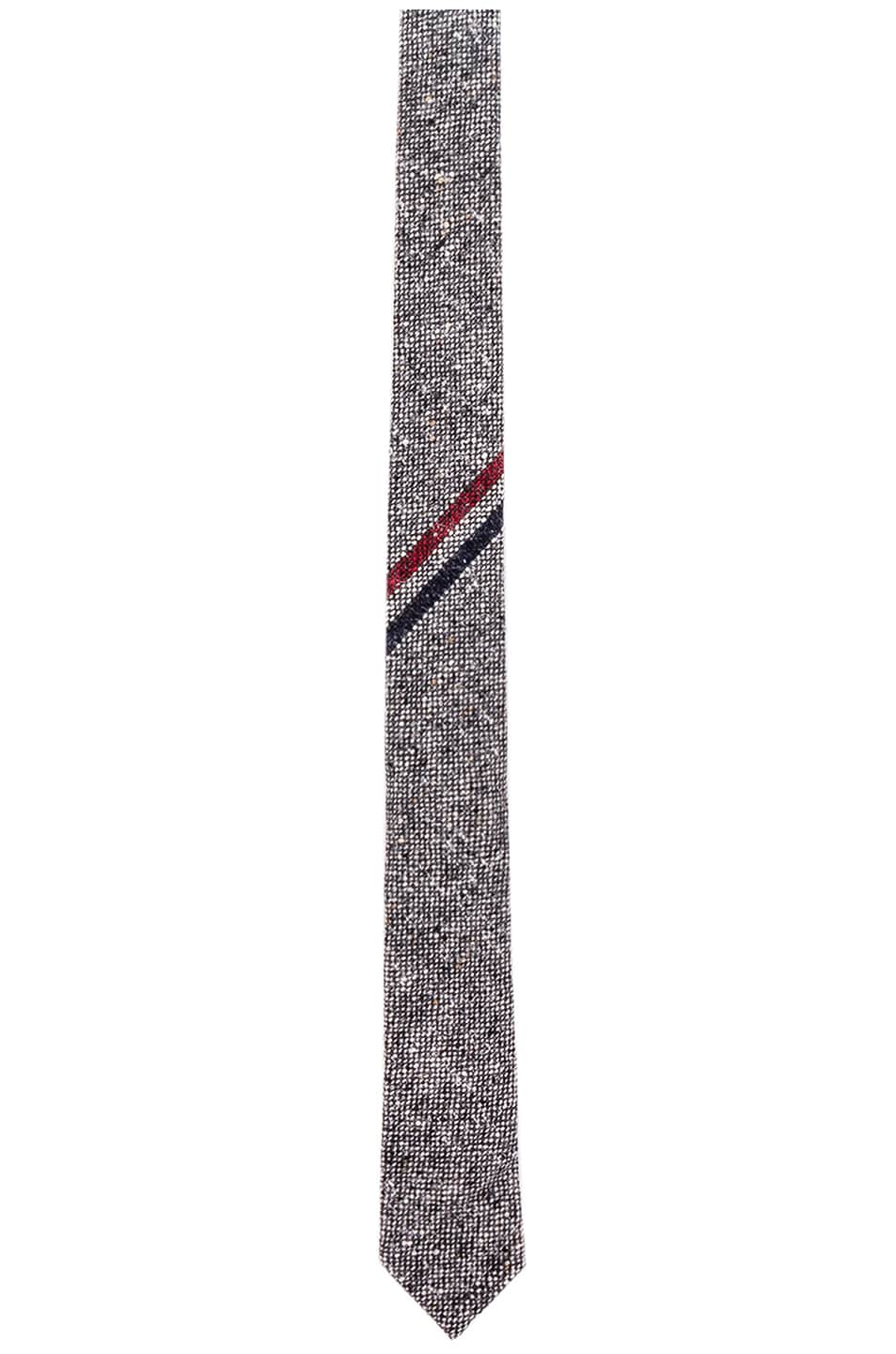 Image 1 of Thom Browne Donegal Wool Tie in Medium Grey