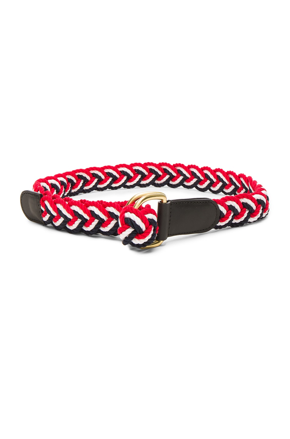 Image 1 of Thom Browne Nantucket Braided Rope D Ring Belt in Red, White & Blue